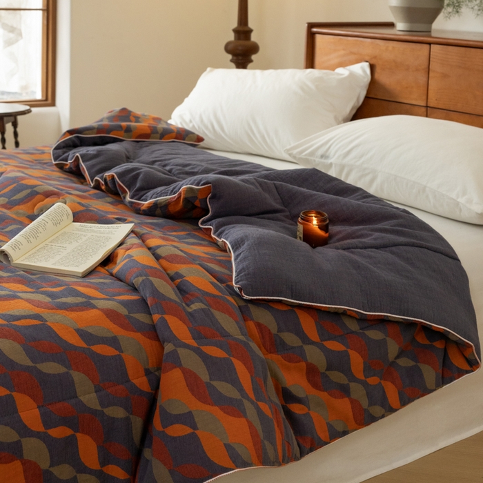 91家纺网 家纺一手货源 找家纺 睡棉坊 2026新款全棉色织提花双层纱夏被夏凉被空调被 连接