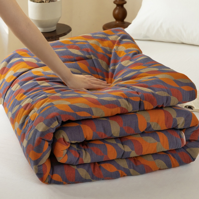 睡棉坊 2026新款全棉色织提花双层纱夏被夏凉被空调被 连接