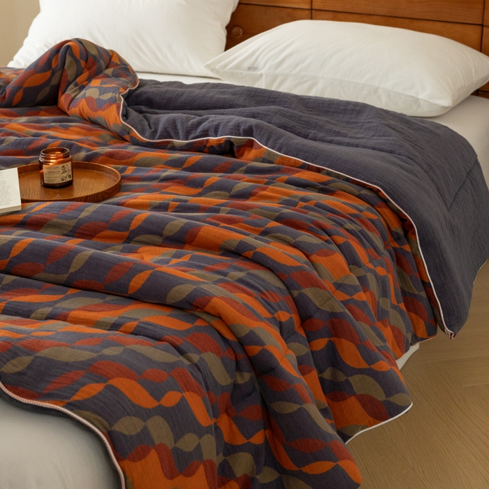 91家纺网 家纺一手货源 找家纺 睡棉坊 2026新款全棉色织提花双层纱夏被夏凉被空调被 连接