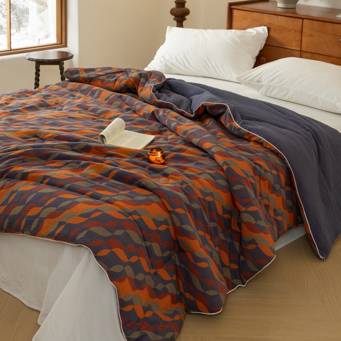 91家纺网 家纺一手货源 找家纺 睡棉坊 2026新款全棉色织提花双层纱夏被夏凉被空调被 连接