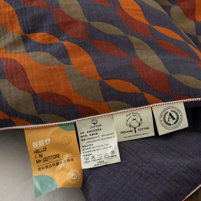 91家纺网 家纺一手货源 找家纺 睡棉坊 2026新款全棉色织提花双层纱夏被夏凉被空调被 连接