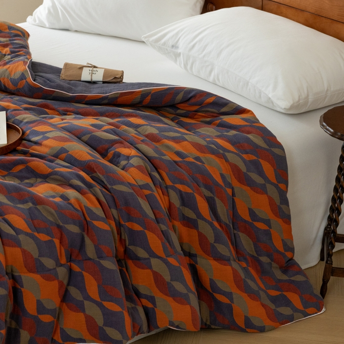 91家纺网 家纺一手货源 找家纺 睡棉坊 2026新款全棉色织提花双层纱夏被夏凉被空调被 连接