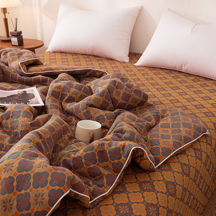 91家纺网 家纺一手货源 找家纺 睡棉坊 2026新款全棉色织提花双层纱夏被夏凉被空调被 轻奢时代