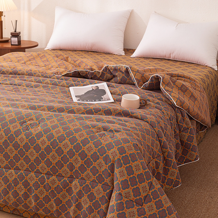 91家纺网 家纺一手货源 找家纺 睡棉坊 2026新款全棉色织提花双层纱夏被夏凉被空调被 轻奢时代