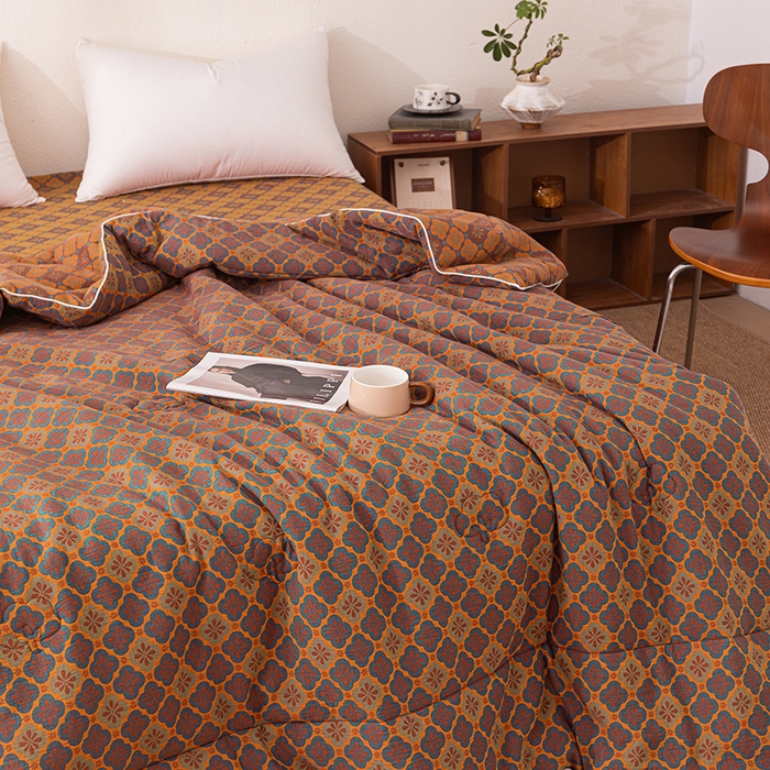 91家纺网 家纺一手货源 找家纺 睡棉坊 2026新款全棉色织提花双层纱夏被夏凉被空调被 轻奢时代