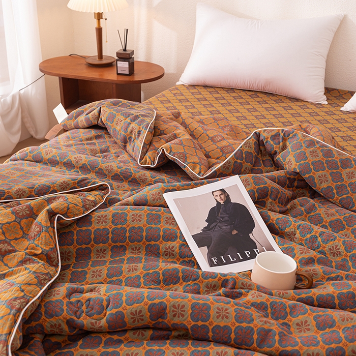 91家纺网 家纺一手货源 找家纺 睡棉坊 2026新款全棉色织提花双层纱夏被夏凉被空调被 轻奢时代