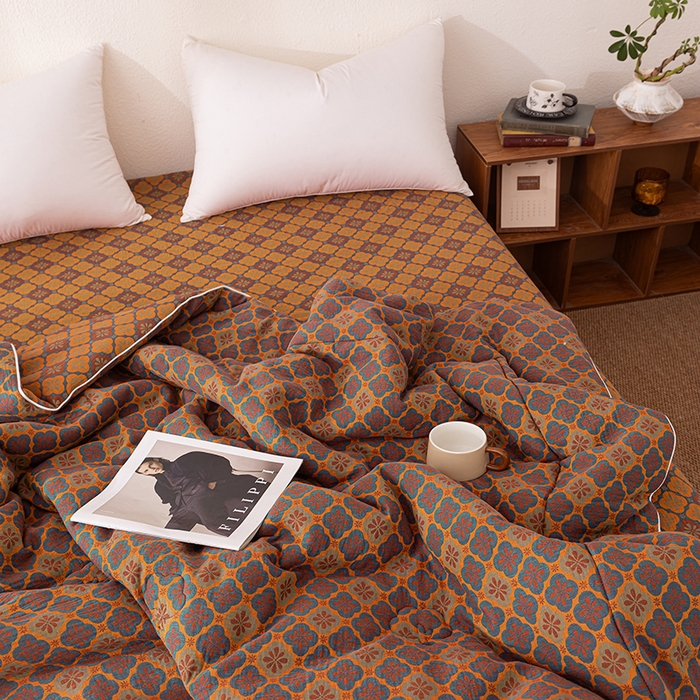 91家纺网 家纺一手货源 找家纺 睡棉坊 2026新款全棉色织提花双层纱夏被夏凉被空调被 轻奢时代