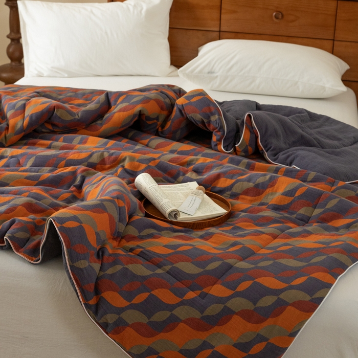 91家纺网 家纺一手货源 找家纺 睡棉坊 2026新款全棉色织提花双层纱夏被夏凉被空调被 连接