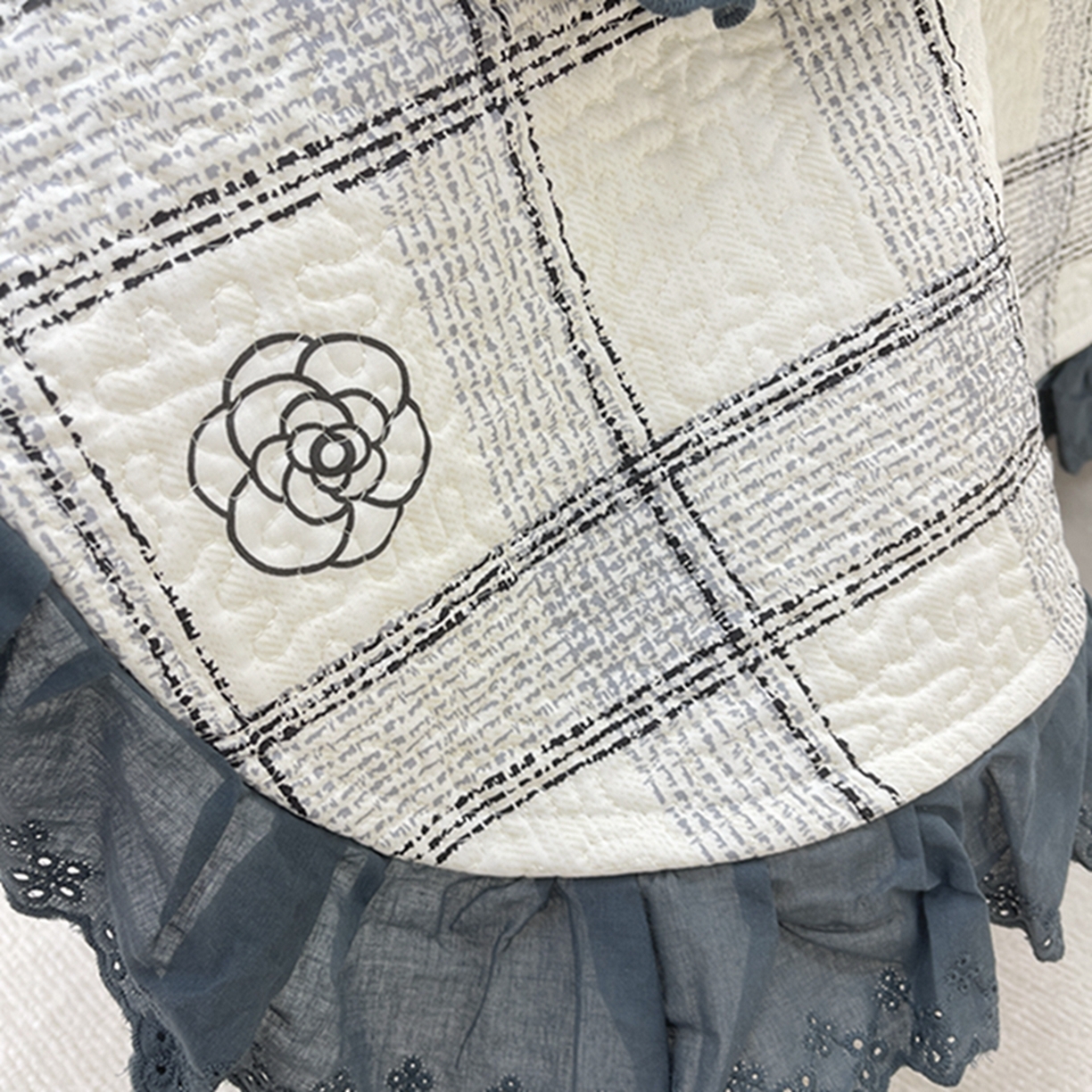 91家纺网 家纺一手货源 找家纺 禧瑞谷 2026新款法式纯棉床盖韩版花边床盖三件套四件套 香香格子