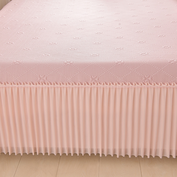 91家纺网 家纺一手货源 找家纺 （总）畅畅家纺 2026春夏新款聚乙烯中分子凉感冰感凉豆豆凉席席子床裙三件套幸运草