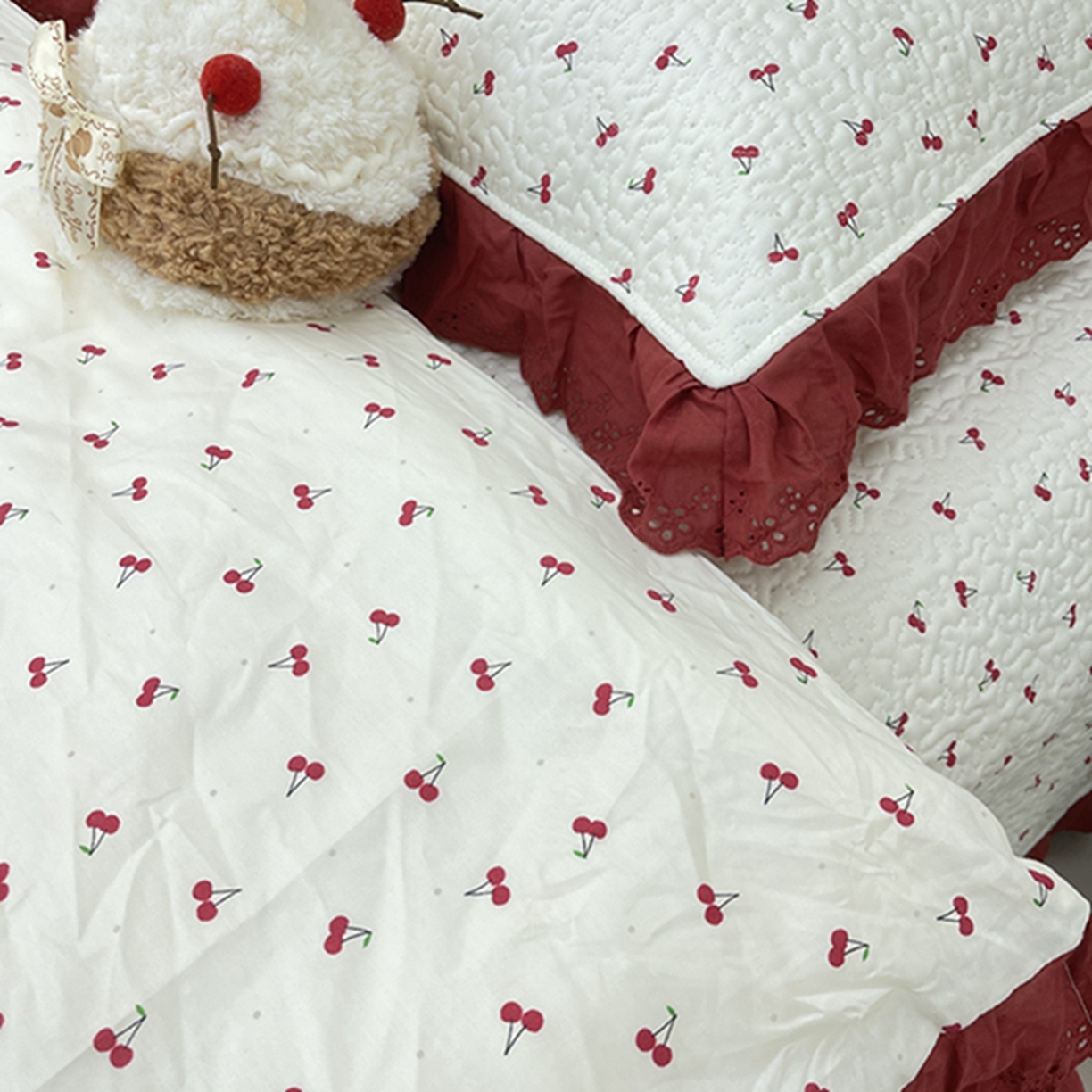 91家纺网 家纺一手货源 找家纺 禧瑞谷 2026新款法式纯棉床盖韩版花边床盖三件套四件套 小红果