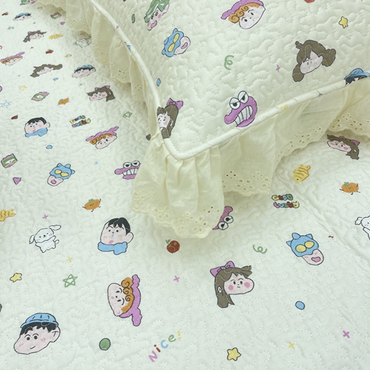 91家纺网 家纺一手货源 找家纺 禧瑞谷 2026新款法式纯棉床盖韩版花边床盖三件套四件套 小新一家