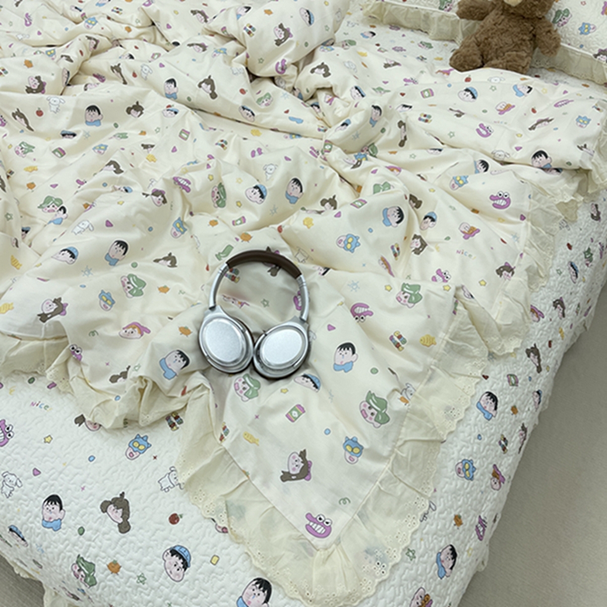 91家纺网 家纺一手货源 找家纺 禧瑞谷 2026新款法式纯棉床盖韩版花边床盖三件套四件套 小新一家