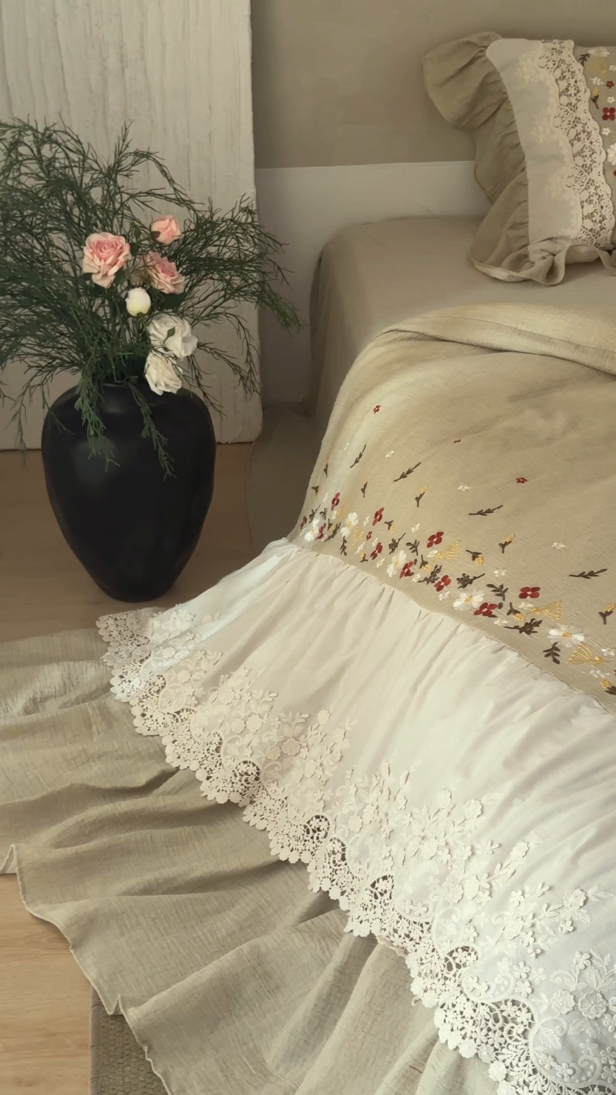 91家纺网 家纺一手货源 找家纺 觅糖家纺 2026春夏新款棉麻皱皱纱布毛巾绣四件套-清欢系列 清欢-绿