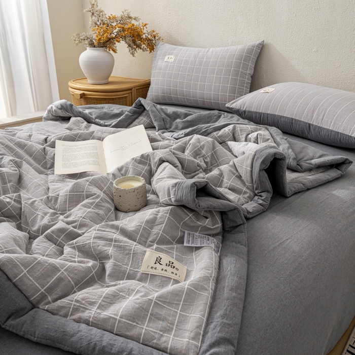 91家纺网 家纺一手货源 找家纺 恋人优选 2026新款锦绣提花全棉夏被空调被 锦绣-高级灰