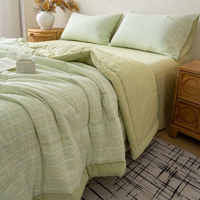 91家纺网 家纺一手货源 找家纺 恋人优选 2026新款锦绣提花全棉夏被空调被 锦绣-碧玉绿