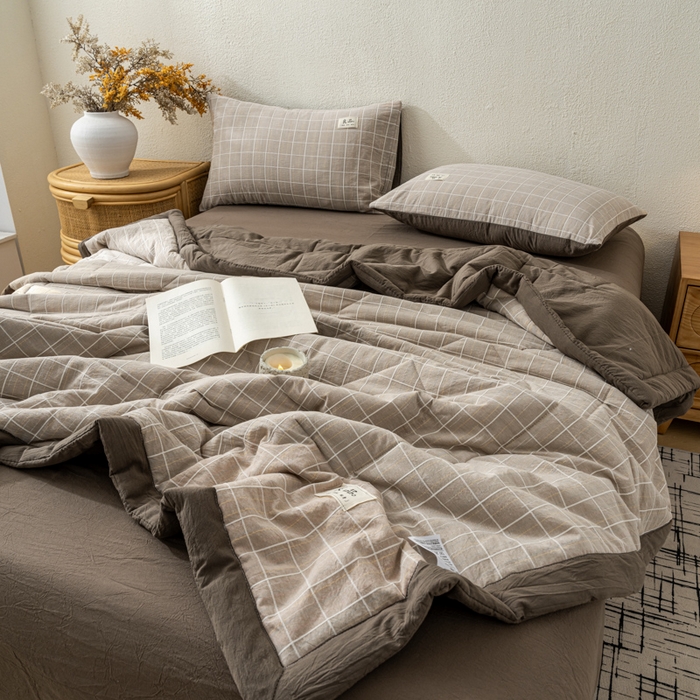 91家纺网 家纺一手货源 找家纺 恋人优选 2026新款锦绣提花全棉夏被空调被 锦绣-焦糖咖