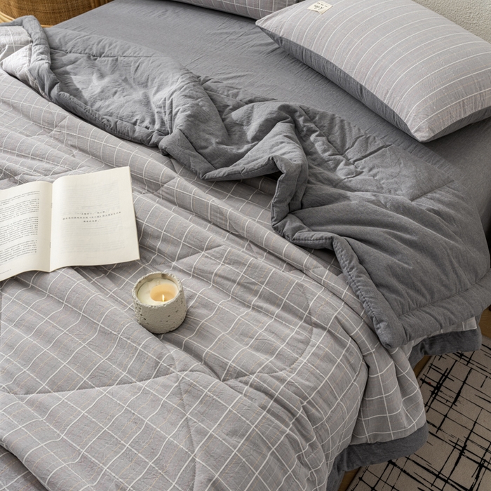 91家纺网 家纺一手货源 找家纺 恋人优选 2026新款锦绣提花全棉夏被空调被 锦绣-高级灰