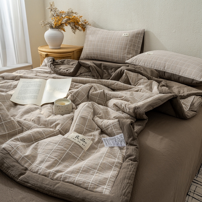 91家纺网 家纺一手货源 找家纺 恋人优选 2026新款锦绣提花全棉夏被空调被 锦绣-焦糖咖