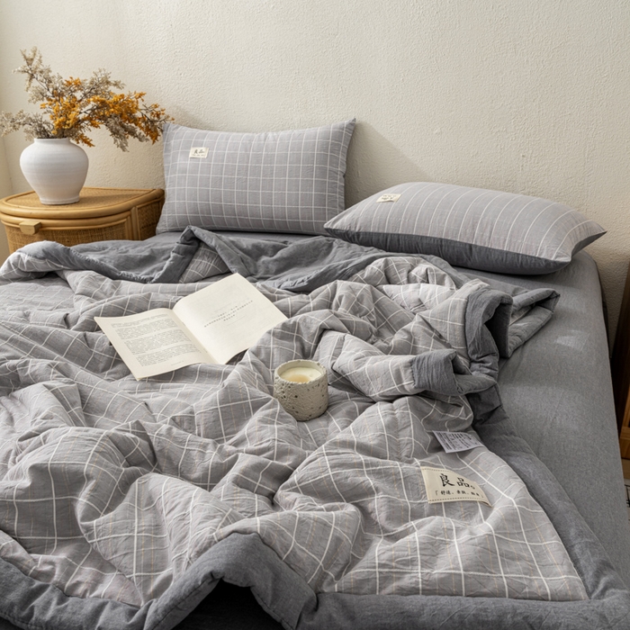 91家纺网 家纺一手货源 找家纺 恋人优选 2026新款锦绣提花全棉夏被空调被 锦绣-高级灰