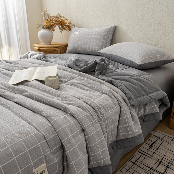 91家纺网 家纺一手货源 找家纺 恋人优选 2026新款锦绣提花全棉夏被空调被 锦绣-高级灰