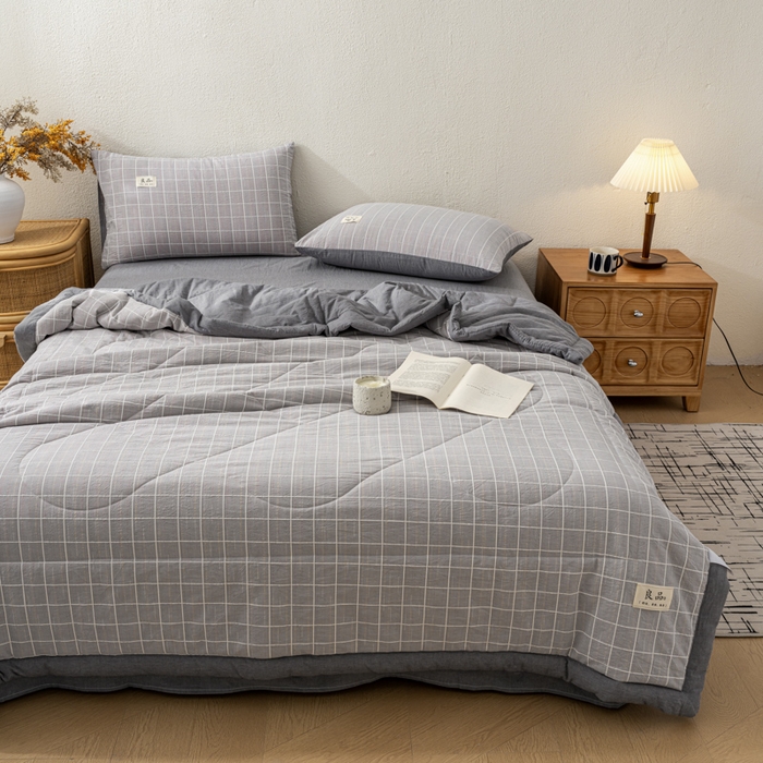 91家纺网 家纺一手货源 找家纺 恋人优选 2026新款锦绣提花全棉夏被空调被 锦绣-高级灰