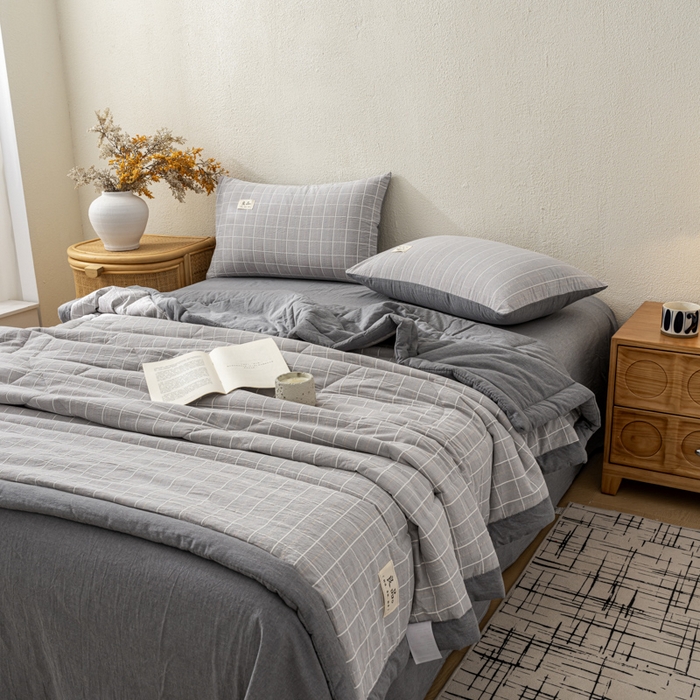 91家纺网 家纺一手货源 找家纺 恋人优选 2026新款锦绣提花全棉夏被空调被 锦绣-高级灰