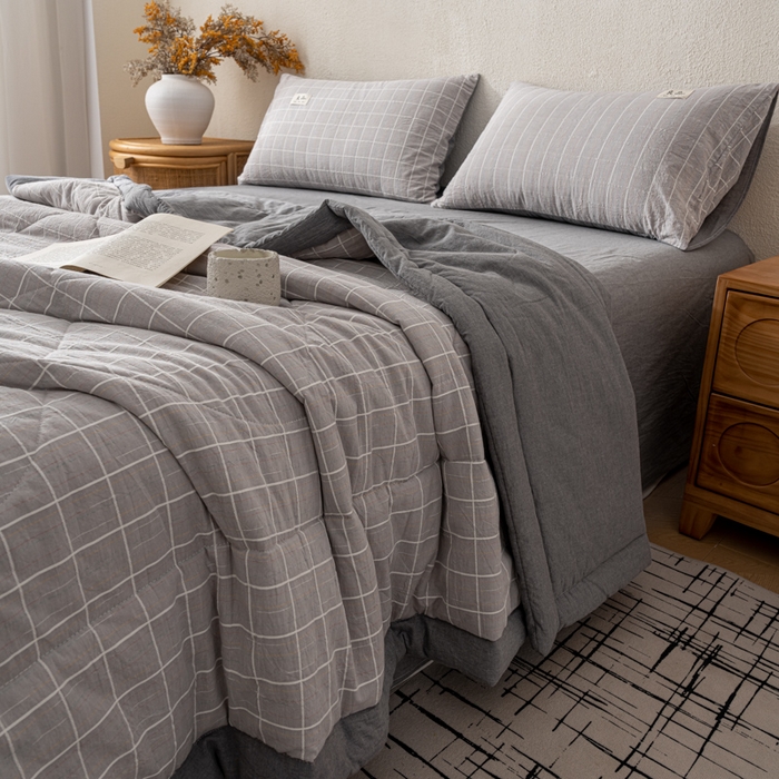 91家纺网 家纺一手货源 找家纺 恋人优选 2026新款锦绣提花全棉夏被空调被 锦绣-高级灰