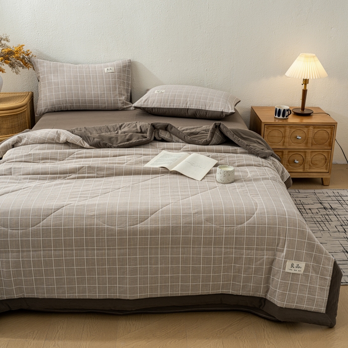 91家纺网 家纺一手货源 找家纺 恋人优选 2026新款锦绣提花全棉夏被空调被 锦绣-焦糖咖