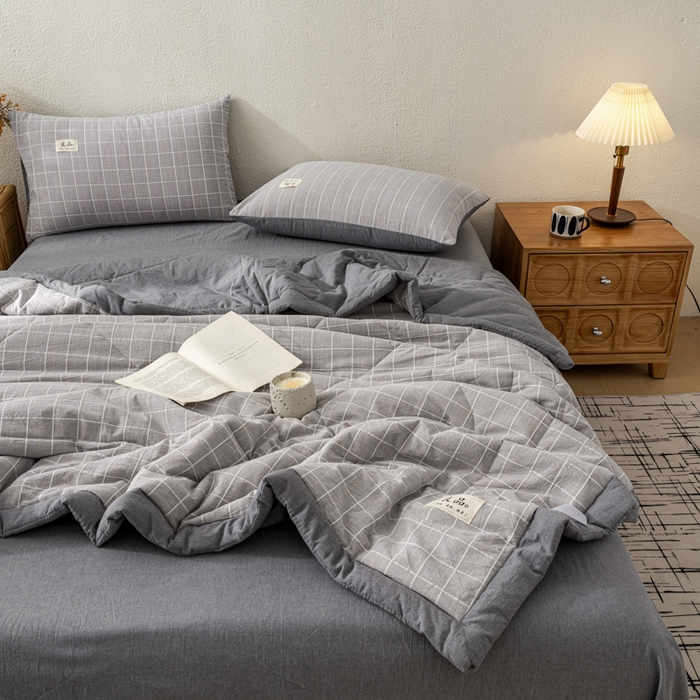 91家纺网 家纺一手货源 找家纺 恋人优选 2026新款锦绣提花全棉夏被空调被 锦绣-高级灰