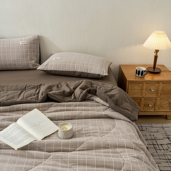 91家纺网 家纺一手货源 找家纺 恋人优选 2026新款锦绣提花全棉夏被空调被 锦绣-焦糖咖