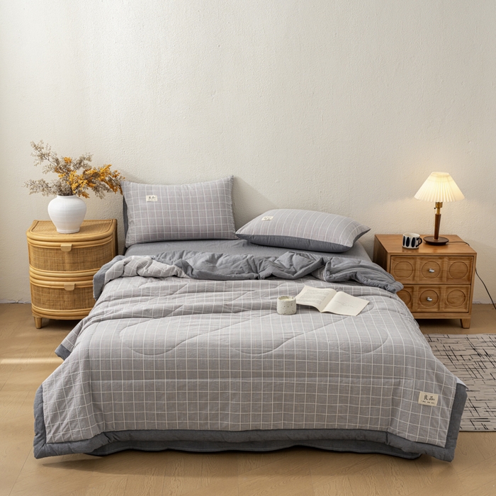 91家纺网 家纺一手货源 找家纺 恋人优选 2026新款锦绣提花全棉夏被空调被 锦绣-高级灰