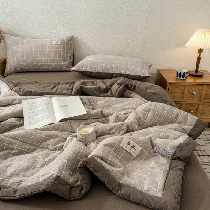 91家纺网 家纺一手货源 找家纺 恋人优选 2026新款锦绣提花全棉夏被空调被 锦绣-焦糖咖