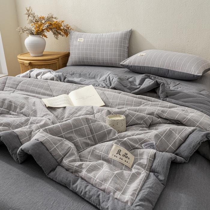 91家纺网 家纺一手货源 找家纺 恋人优选 2026新款锦绣提花全棉夏被空调被 锦绣-高级灰