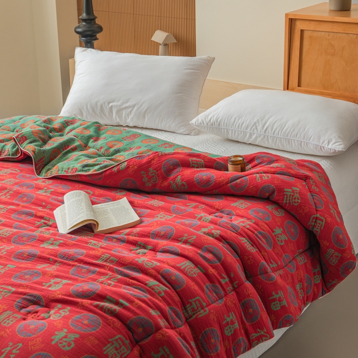 91家纺网 家纺一手货源 找家纺 （总）睡棉坊 2026新款全棉色织提花双层纱夏被夏凉被空调被