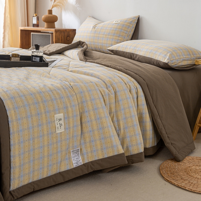 91家纺网 家纺一手货源 找家纺 恋人优选 2026新款格雅提花全棉夏被空调被 格雅-黄