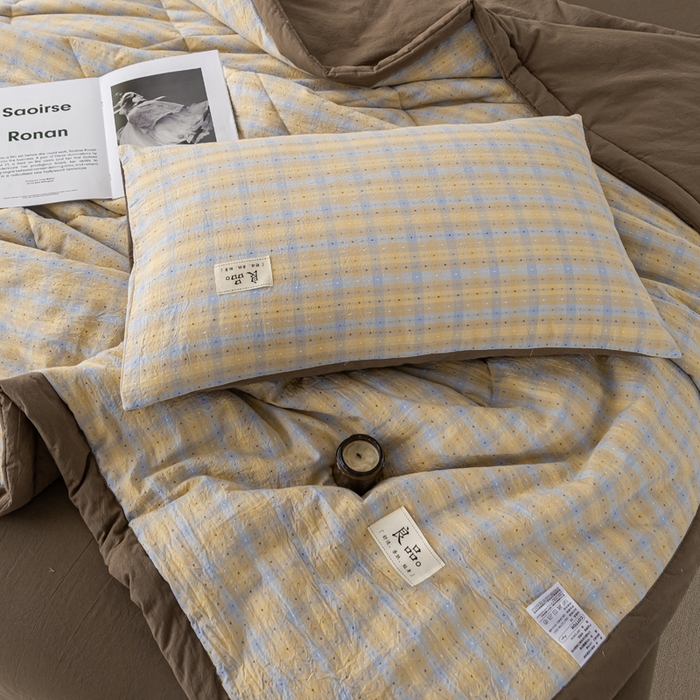 91家纺网 家纺一手货源 找家纺 恋人优选 2026新款格雅提花全棉夏被空调被 格雅-黄