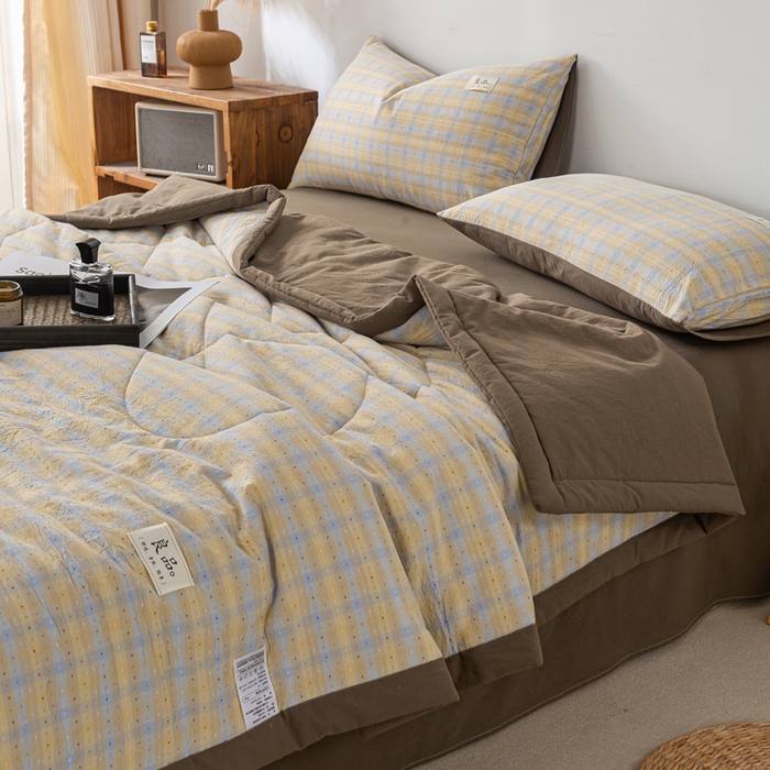 91家纺网 家纺一手货源 找家纺 恋人优选 2026新款格雅提花全棉夏被空调被 格雅-黄