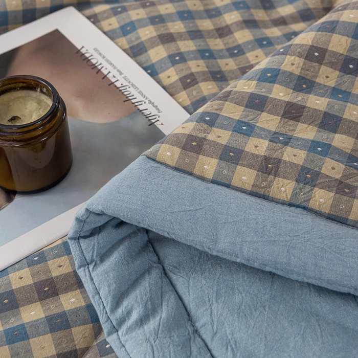 91家纺网 家纺一手货源 找家纺 恋人优选 2026新款格雅提花全棉夏被空调被 格雅-蓝