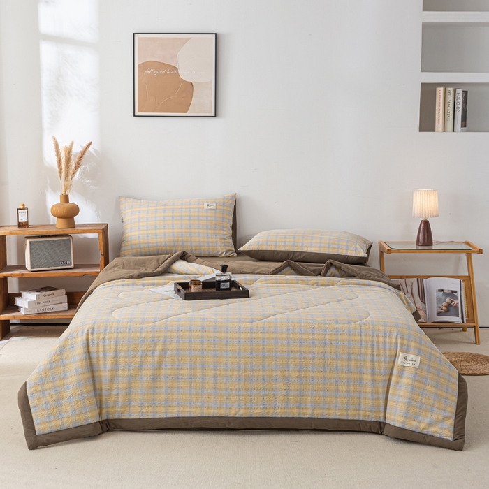 91家纺网 家纺一手货源 找家纺 恋人优选 2026新款格雅提花全棉夏被空调被 格雅-黄