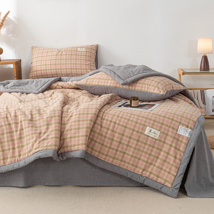 91家纺网 家纺一手货源 找家纺 恋人优选 2026新款格雅提花全棉夏被空调被 格雅-粉