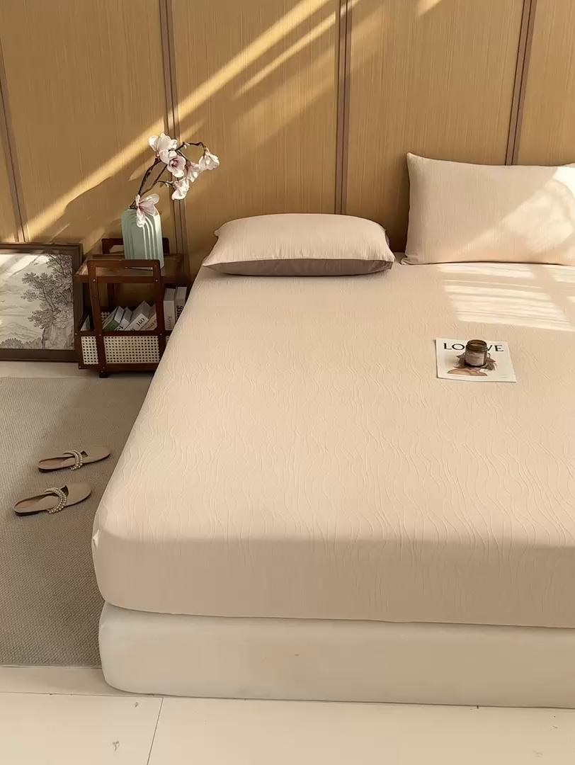 91家纺网 家纺一手货源 找家纺 （总）灰鲸 2026新款全棉纯棉三层纱色织提花床笠单品床笠床笠单件