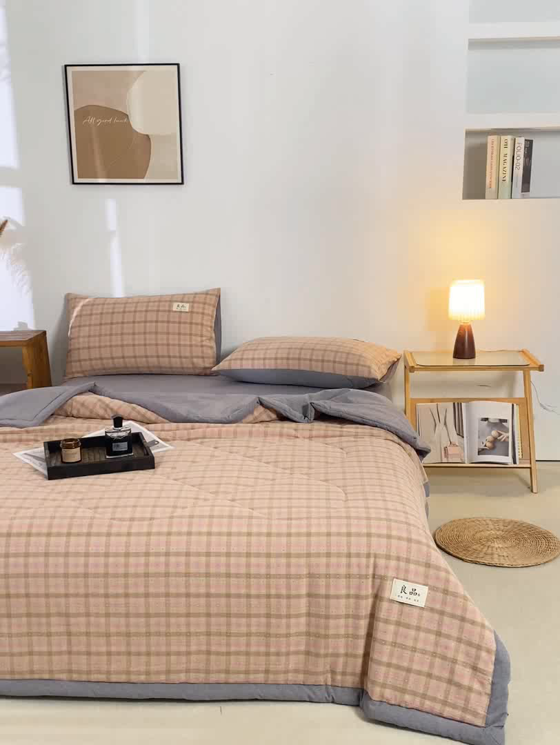 91家纺网 家纺一手货源 找家纺 恋人优选 2026新款格雅提花全棉夏被空调被 格雅-粉