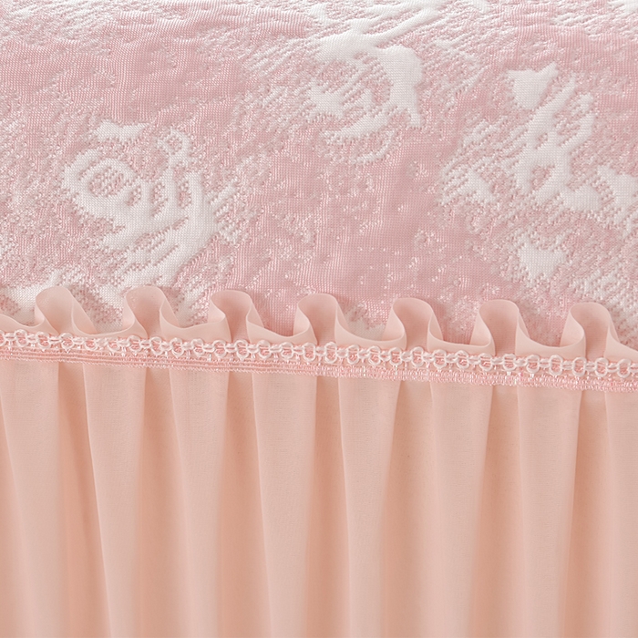 91家纺网 家纺一手货源 找家纺 （总）畅畅家纺 2026春夏新款聚乙烯中分子双面提花高克重凉感冰感凉豆豆床裙三件套-经典玫瑰