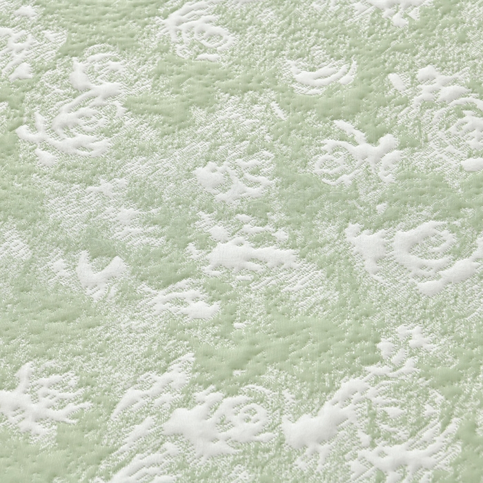 91家纺网 家纺一手货源 找家纺 畅畅家纺 2026春夏新款聚乙烯中分子双面提花高克重凉感冰感凉豆豆床裙三件套-经典玫瑰 经典玫瑰-绿