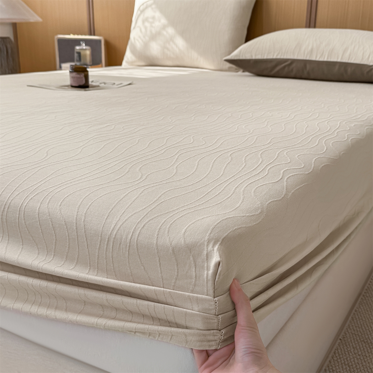 91家纺网 家纺一手货源 找家纺 （总）灰鲸 2026新款全棉纯棉三层纱色织提花床笠单品床笠床笠单件