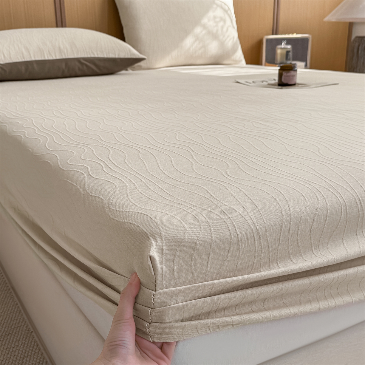 91家纺网 家纺一手货源 找家纺 （总）灰鲸 2026新款全棉纯棉三层纱色织提花床笠单品床笠床笠单件