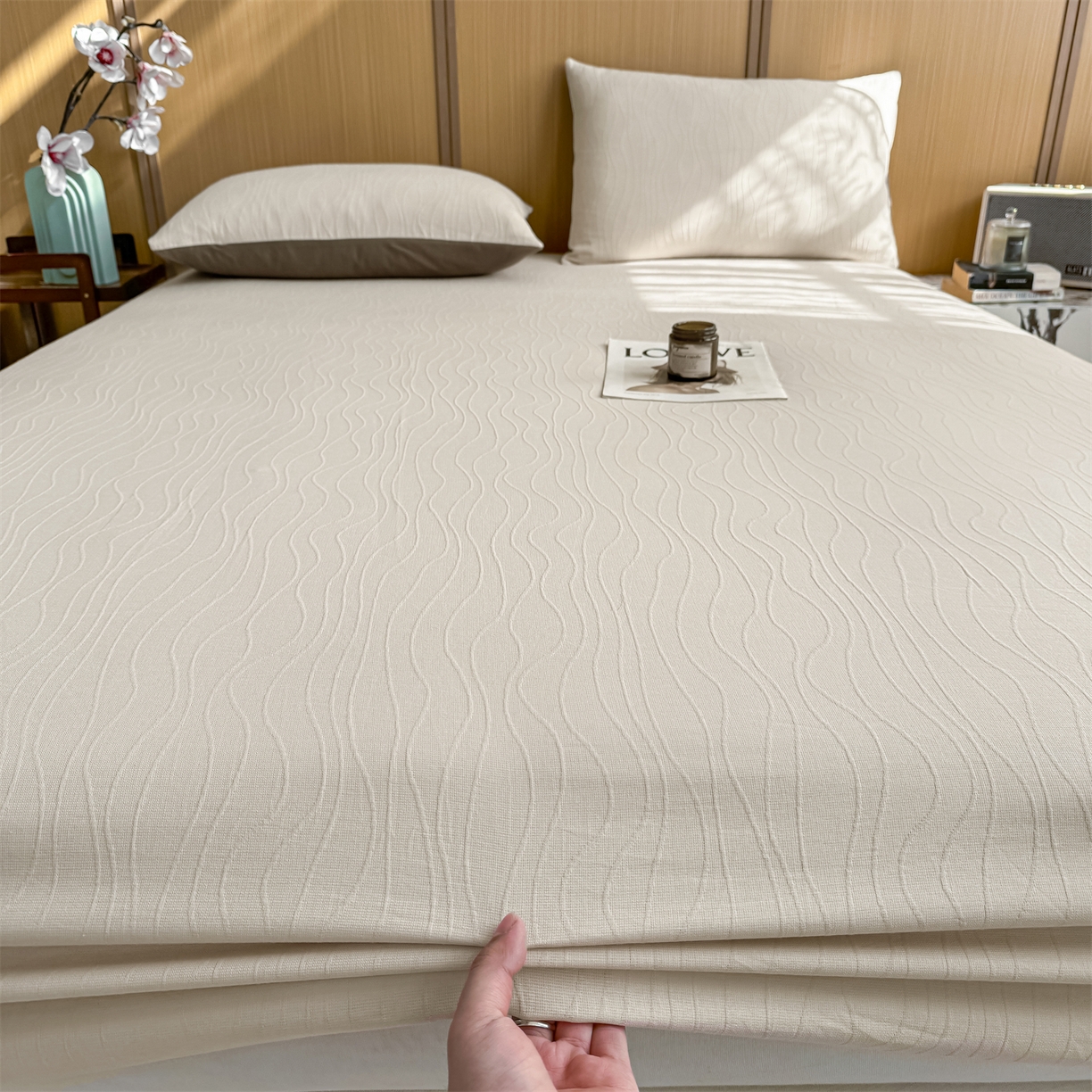 91家纺网 家纺一手货源 找家纺 （总）灰鲸 2026新款全棉纯棉三层纱色织提花床笠单品床笠床笠单件