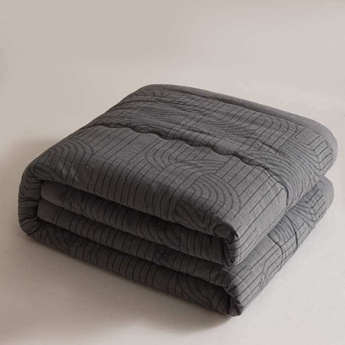 恋人优选 2026新款浮光全棉提花夏被空调被 浮光灰