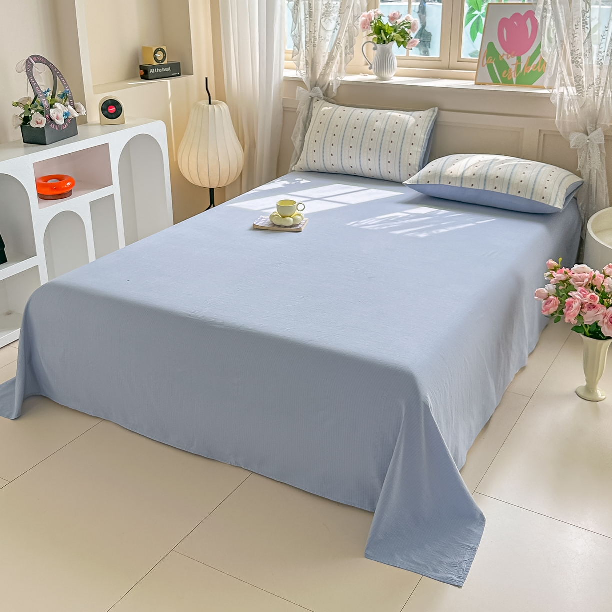 91家纺网 家纺一手货源 找家纺 秋泽家纺 2026新款A类云感双层纱大豆纤维夏凉被空调被小清新印花夏被 美好时光